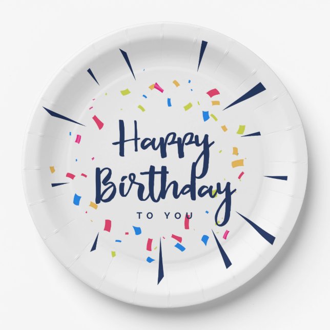 Happy birthday to you confetti paper plate (Front)