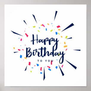 Happy birthday to you confetti poster