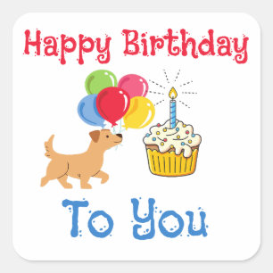 HAPPY BIRTHDAY TO YOU CUTE DOG STICKERS