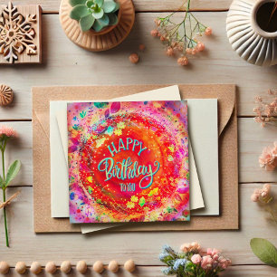 Happy Birthday to You Fun Colourful Flat Holiday Card