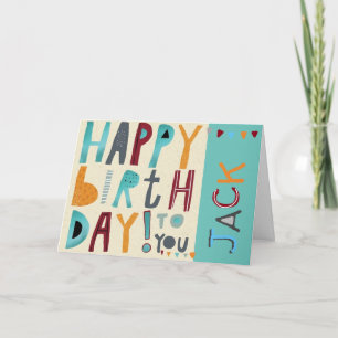 Happy Birthday To You - Funky Girl Boy Darker Blue Card