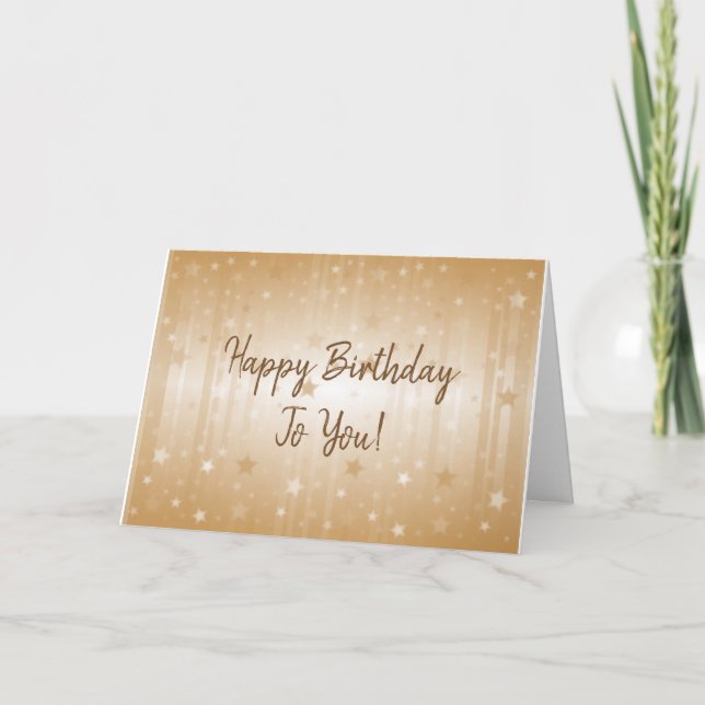 Happy Birthday To You Gold Stars Card (Front)