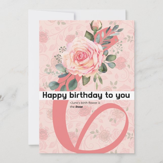 happy birthday to you : June birth flower Rose Announcement (Front)