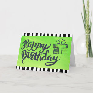 Happy Birthday to You Lime Green & Black  Birthday Card