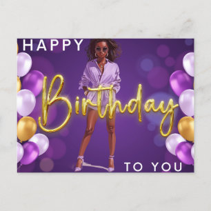 Happy Birthday To You Melanin Sista Black Queen Holiday Postcard