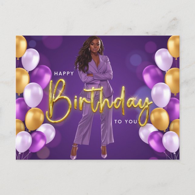 Happy Birthday To You Melanin Sista Black Queen Postcard (Front)