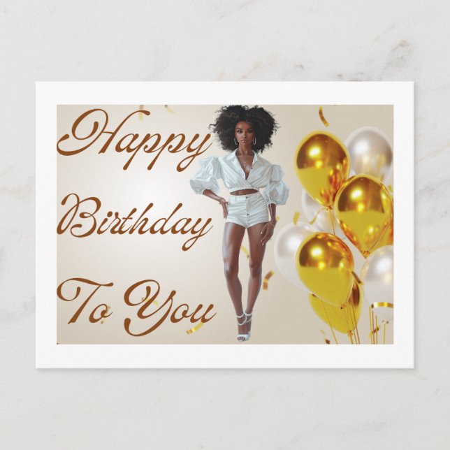 Happy Birthday To You Melanin Sista Black Queen  Postcard (Front)