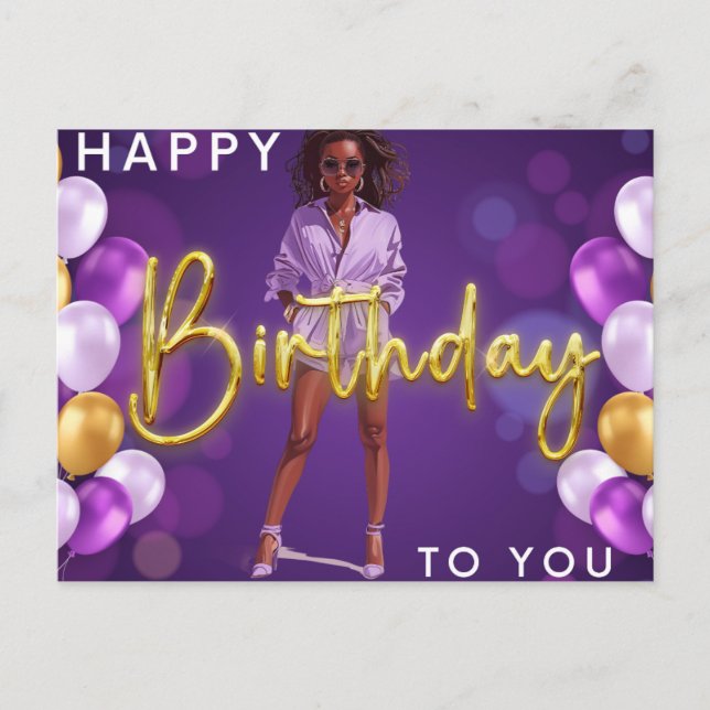 Happy Birthday To You Melanin Sista Black Queen  Postcard (Front)