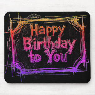 Happy Birthday To You On a Black Computer Laptop Mouse Mat