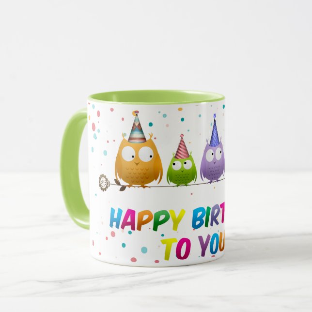 Happy Birthday to You, Owls, Mug (Front Left)