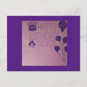 Happy birthday to you purple flowers ball Postcard