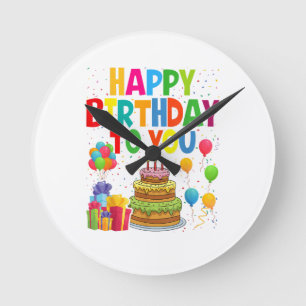 Happy Birthday to You Round Clock