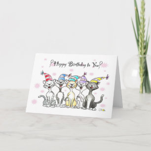 Happy Birthday to You (singing cats) Card