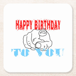 Happy Birthday To You Square Paper Coaster