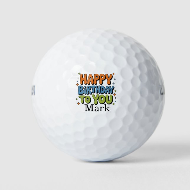 Happy Birthday to You with golfer name Golf Balls (Front)