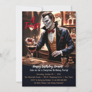 "Happy Birthday Toast, Vampire Bartender Vintage  Invitation