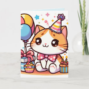 Happy Birthday Toon Kitty Birthday Card