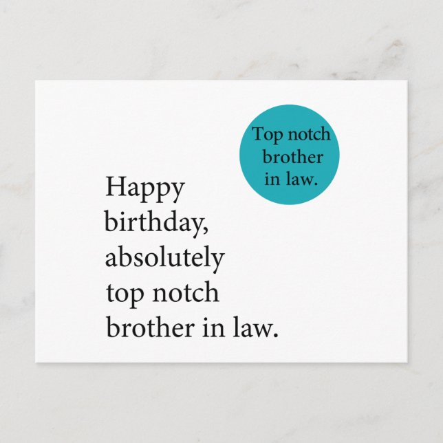Happy birthday top notch brother in law awesome  postcard (Front)