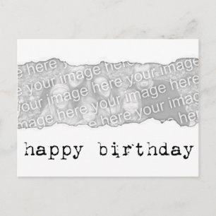 happy birthday (torn paper) postcard