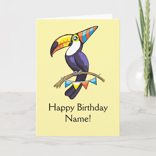 Happy Birthday Toucan Card Personalised Template (Front)