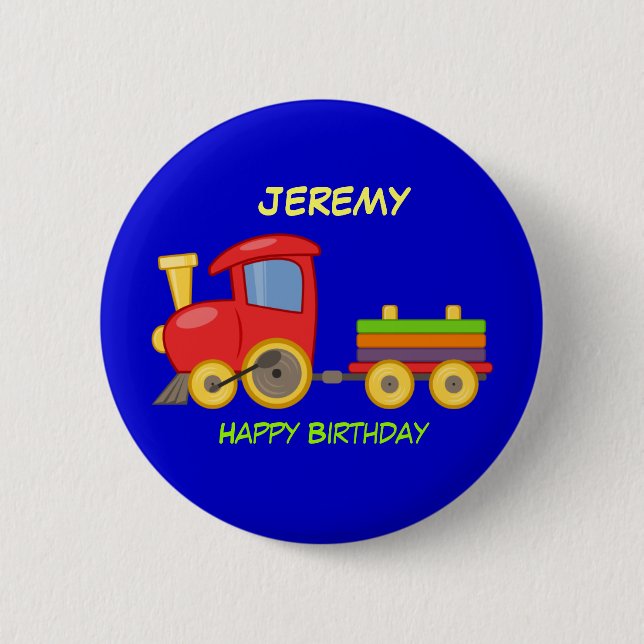 Happy Birthday, Toy Train, template 6 Cm Round Badge (Front)