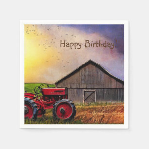 Happy Birthday Tractor and Barn Napkin