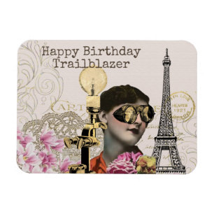 Happy Birthday Trailblazer Steampunk Vintage  Magnet