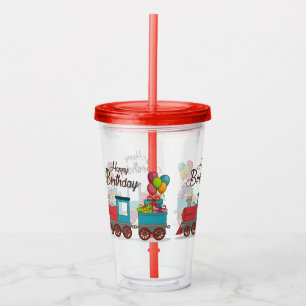 Happy Birthday Train Acrylic Tumbler
