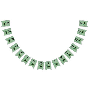 Happy Birthday Transparent Flying Black Crow Green Bunting