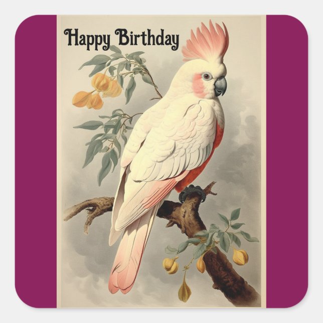 Happy Birthday Tropical Bird Sticker (Front)