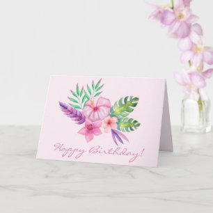 Happy Birthday    Tropical Hibiscus Bouquet Card