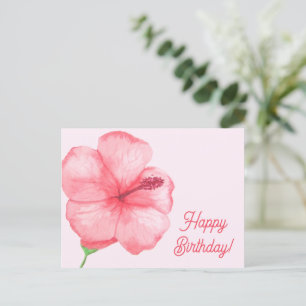 Happy Birthday    Tropical Hibiscus Flower Postcard