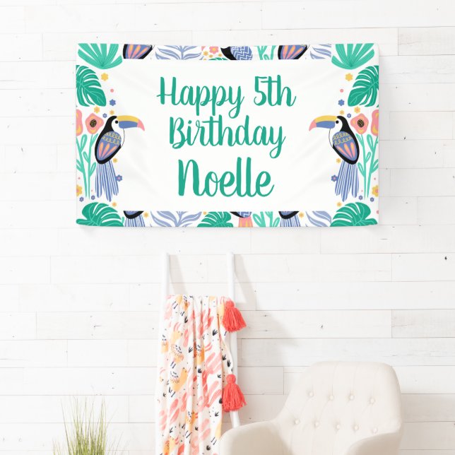 Happy Birthday! Tropical Toucan Bird Banner (Insitu)