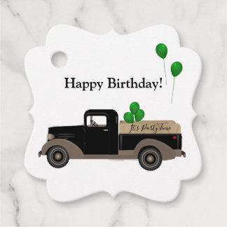 Happy Birthday Truck Balloons Gift Favour Tags