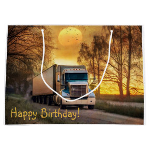Happy Birthday Trucker Large Gift Bag