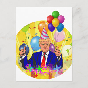 happy birthday trump postcard