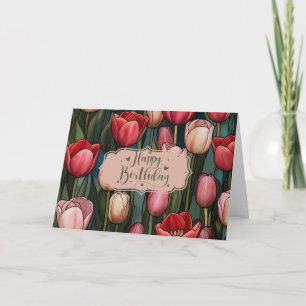 Happy Birthday Tulip Flowers Card