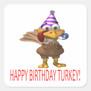 Happy Birthday Turkey Square Sticker