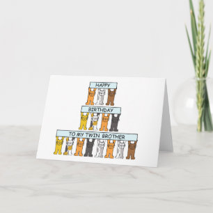Happy Birthday Twin Brother Cute Cats Card