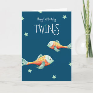Happy Birthday Twins Happy Fish Birthday Card