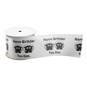 Happy Birthday Two Ewe To You Cartoon Satin Ribbon