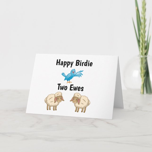 Happy Birthday Two Ewes Funny Celebration Card (Front)
