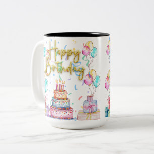 Happy Birthday  Two-Tone Coffee Mug