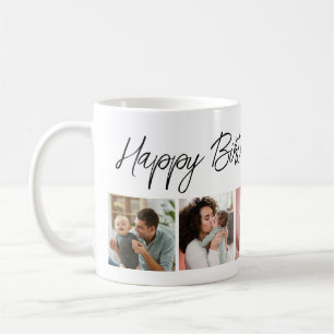 Happy Birthday Typography  5 Photo Collage  Coffee Mug