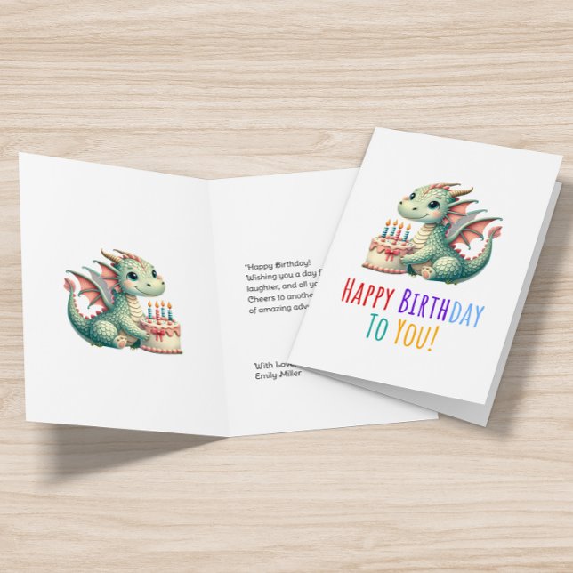 Happy Birthday Typography Cute Dinosaur  Announcement (Creator Uploaded)