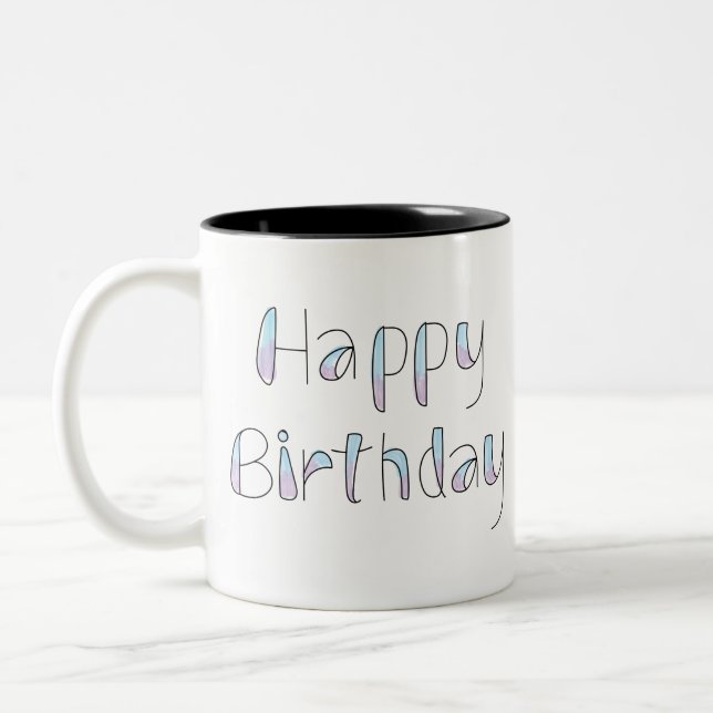 Happy birthday typography design element Two-Tone coffee mug (Left)