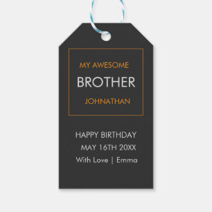 Happy Birthday, Typography White and Orange Gift Tags