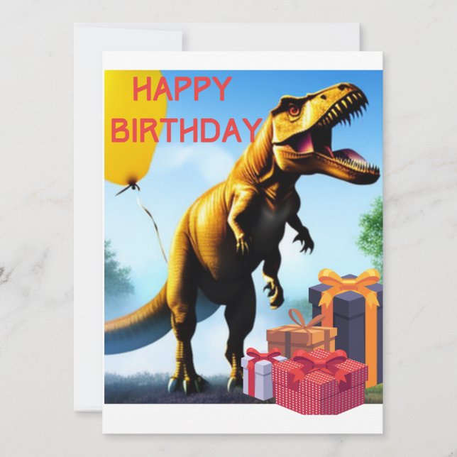 Happy Birthday Tyrannosaurus Dinosaurs Flat Card (Front)