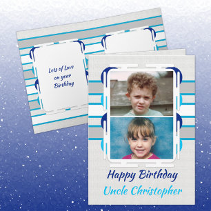 Happy Birthday Uncle blue and grey photo Card
