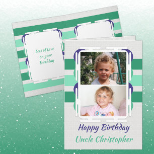 Happy Birthday Uncle green and blue photo Card
